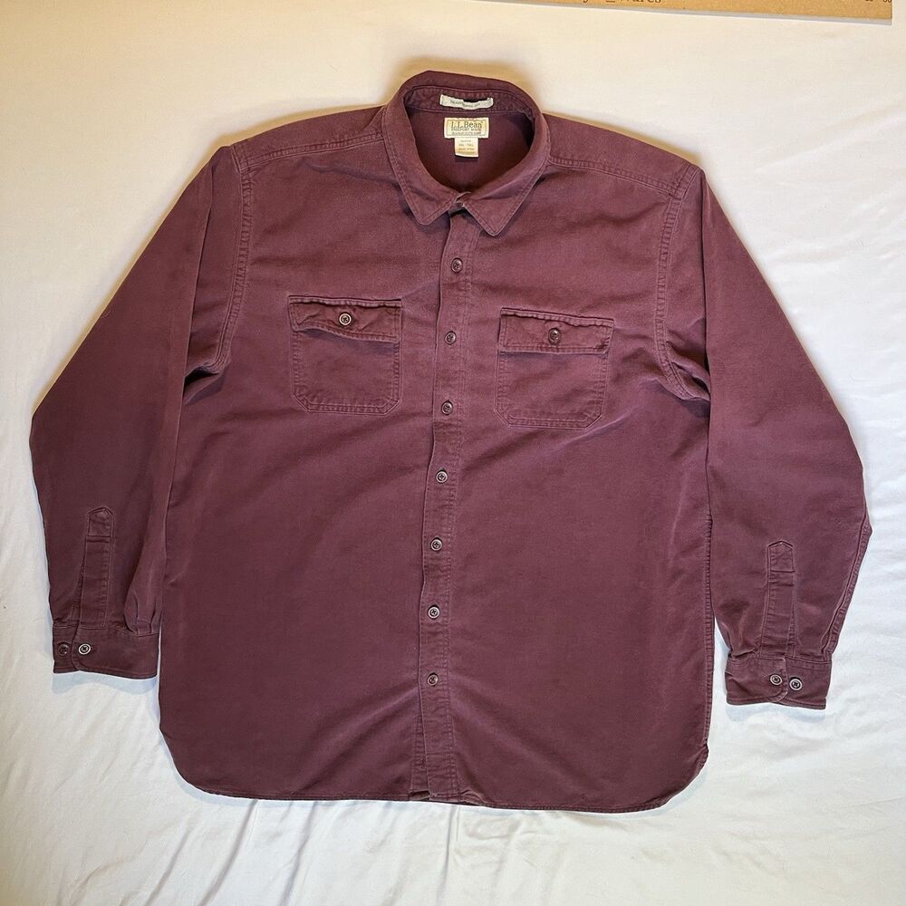LL Bean Shirt Mens 2XLT XXLT Red Chamois Flannel Long Sleeve Outdoor